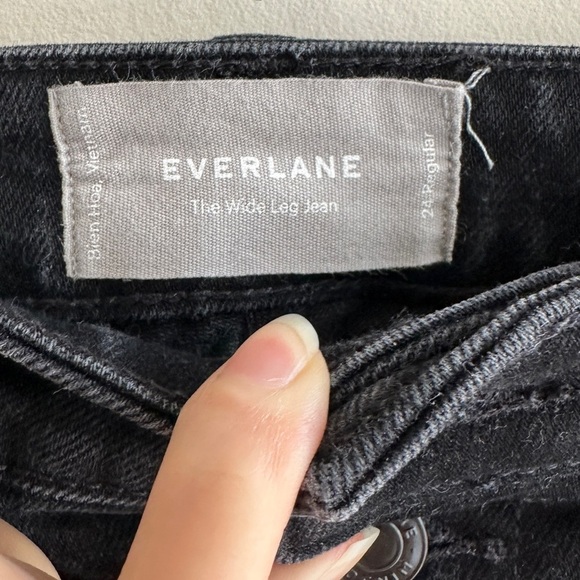 Everlane The Wide Leg Button-Fly Jeans, Black, Size 24 Regular - Picture 8 of 16